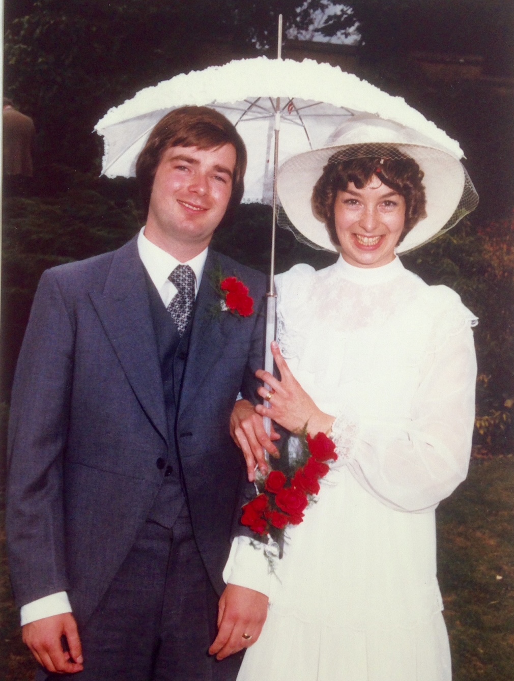 La pareja en el día de su boda, 1979